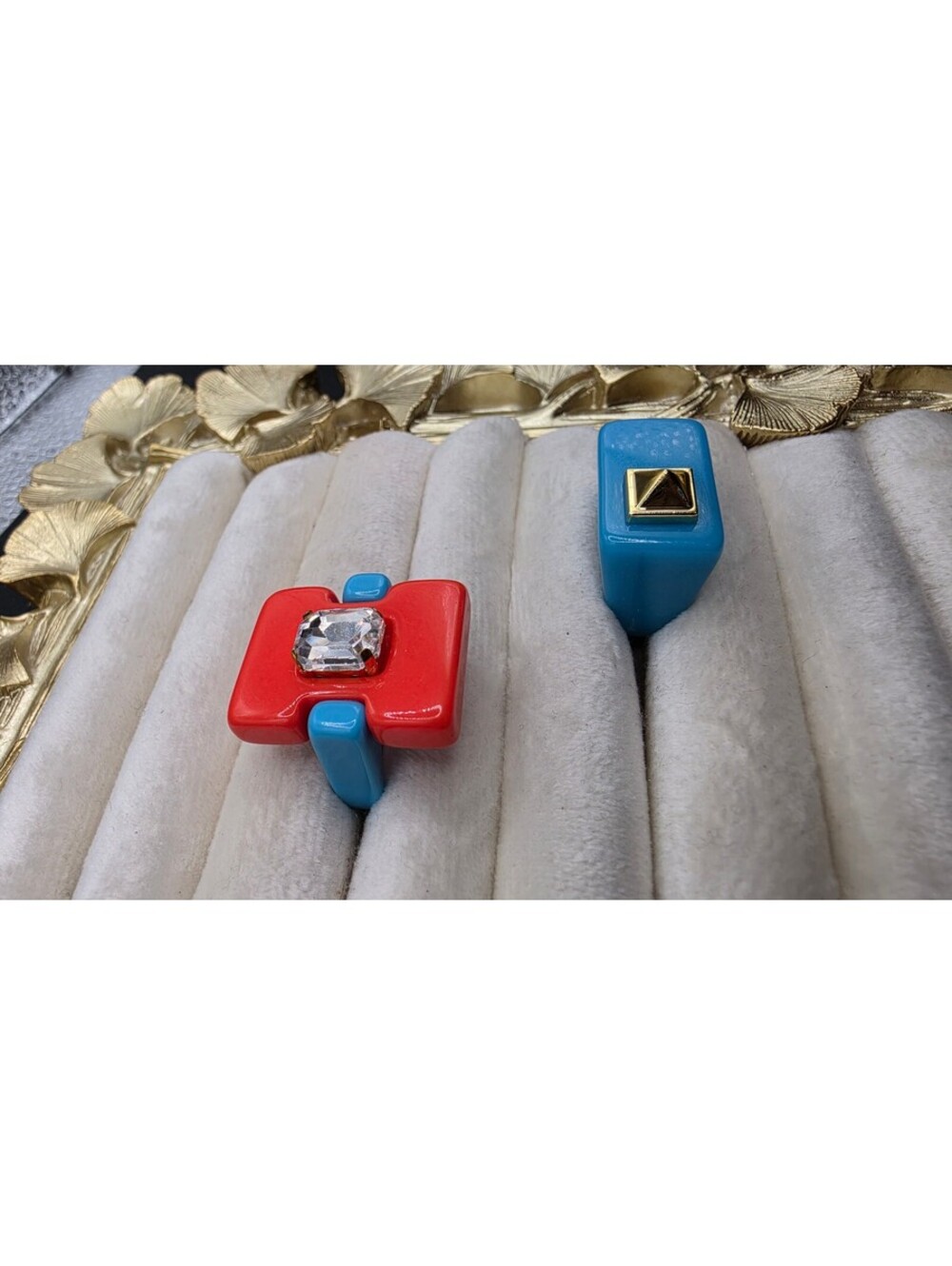 Bold Color Block Adjustable Rings Size 7 - Picture 9 of 9
